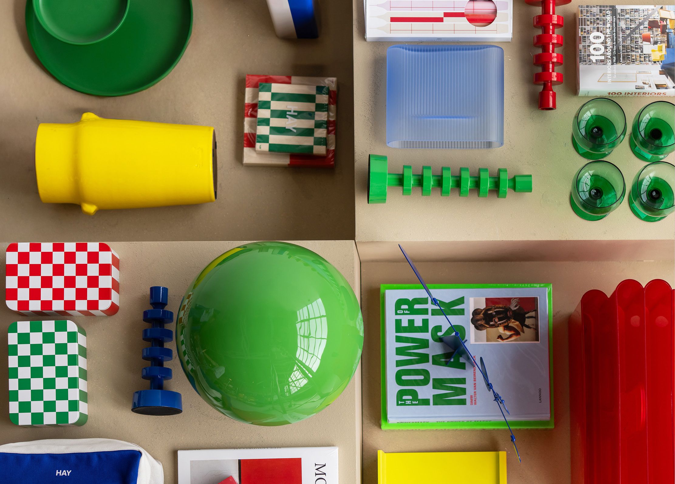 Cadeaublokken met designer items groen, blauw geel