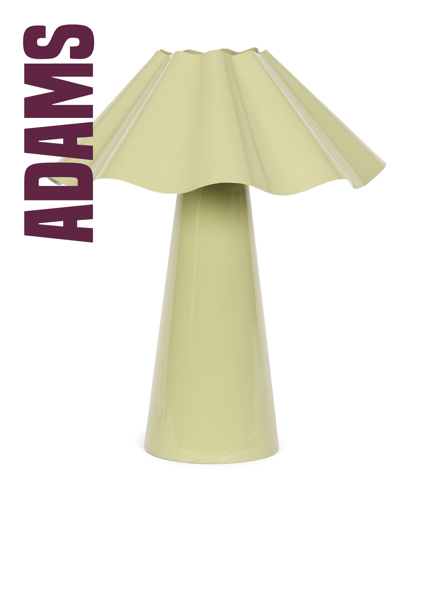 Pistachegroene metalen tafellamp met gewavede kap