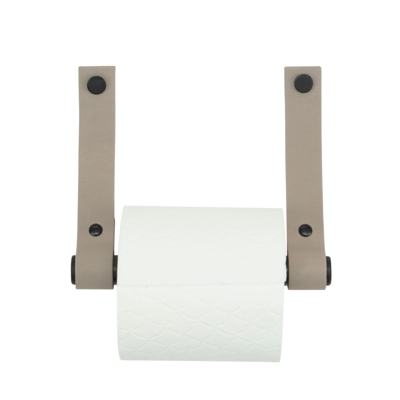 Leren toiletrolhouder (roldrager: zwart metaal)