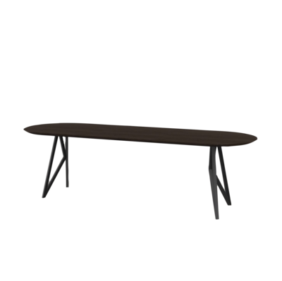 Studio HENK tafel Butterfly Plat ovaal - zwart frame, gerookte beits