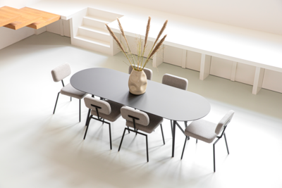 Studio HENK tafel Butterfly Plat ovaal - wit frame, hardwax light 3041