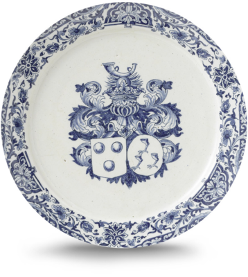 Rond schilderij aluminium Delfts blauwe borden