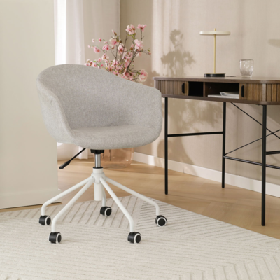 Nout-Otis bureaustoel wit onderstel - Gestoffeerde zitting met armleuningen