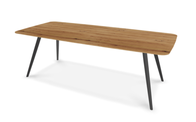 They &amp; Me eettafel Joy – bootsvorm – eiken rustiek lak– onderstel RAL9017 verkeerszwart