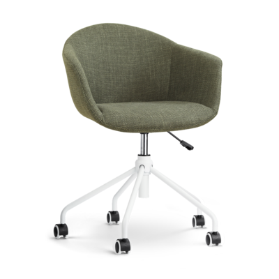 Nout-Otis bureaustoel wit onderstel - Gestoffeerde zitting met armleuningen