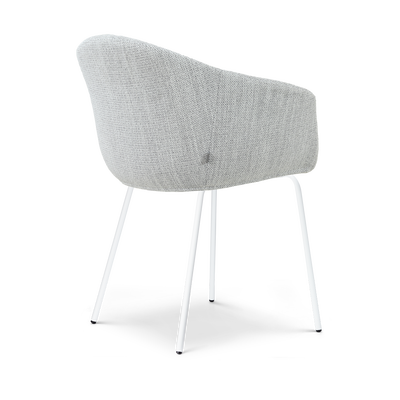 Eetkamerstoel Nora-Otis gestoffeerd - wit onderstel - met armleuningen