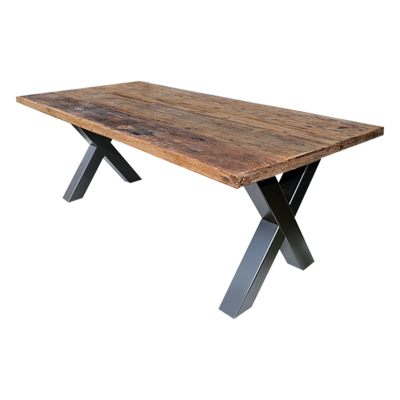 Eettafel Metz industriële X poot