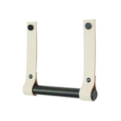 Leren toiletrolhouder (roldrager: zwart metaal)