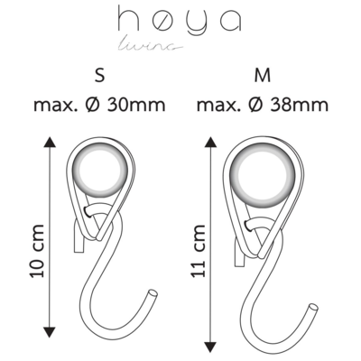 S-haakje wit + leren hanger - Maat M - set van 4