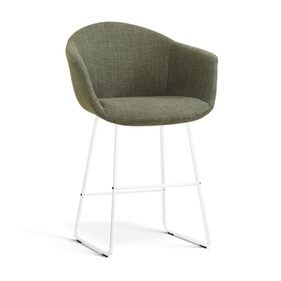 Barkruk Nino-Otis gestoffeerd wit onderstel met armleuningen (zithoogte 65 cm)