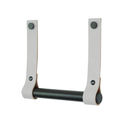 Leren toiletrolhouder (roldrager: zwart metaal)