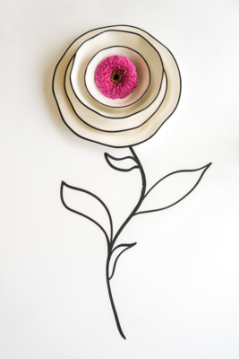 Bord Ayana beige/black Ø20,5 cm - set van 4