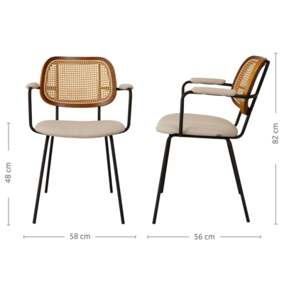 Rotan eetkamerstoel Jolie - met armleuningen