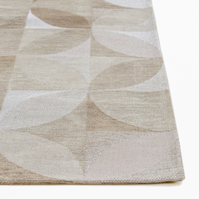 Vloerkleed Rondo beige grafisch met abstract bladerpatroon