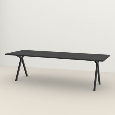 Studio HENK tafel Slim X-type Rechthoekig - zwart frame, zwarte beits