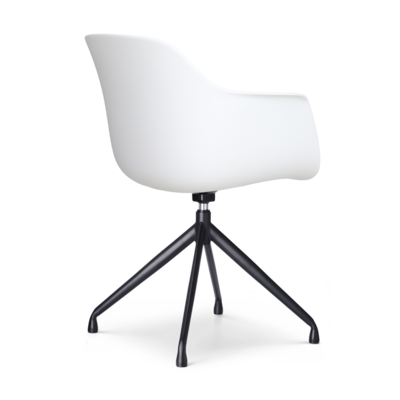 Nola-Liz zwart draaibare eetkamerstoel - Witte zitting met armleuningen (incl. zitkussen)