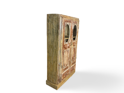 India glaskast 2 deurs snijwerk uniek