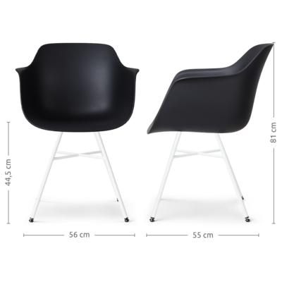 Eetkamerstoel Noa-Puk wit onderstel - met armleuningen