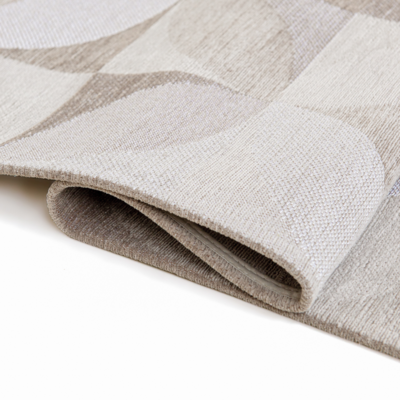 Vloerkleed Rondo beige grafisch met abstract bladerpatroon