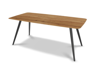 They &amp; Me eettafel Joy – bootsvorm – eiken rustiek lak– onderstel RAL9017 verkeerszwart