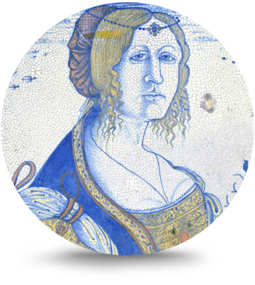 Rond schilderij aluminium Delfts blauwe borden