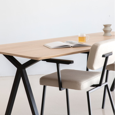 Studio HENK tafel Slim X-type Rechthoekig - zwart frame, zwarte beits