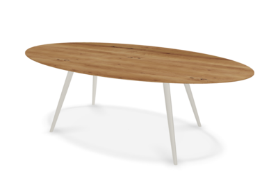 They &amp; Me eettafel Joy – ovaal – eiken rustiek lak – onderstel RAL9010 zuiverwit