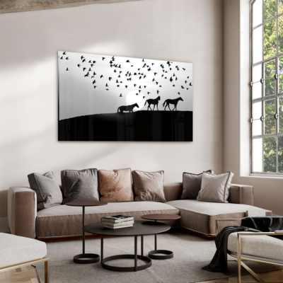 Walljar acrylglas schilderij - Distant Horses
