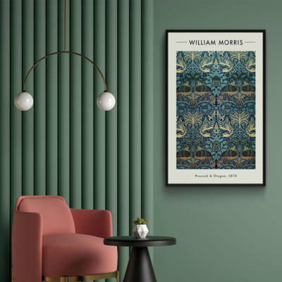 Walljar plexiglas schilderij - William Morris - Peacock and Dragon
