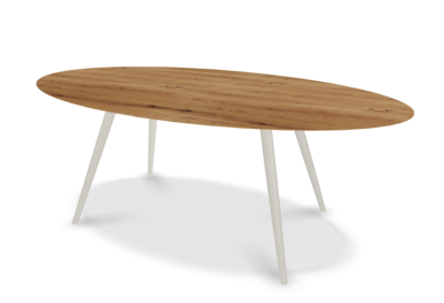 They &amp; Me eettafel Joy – ovaal – eiken rustiek lak – onderstel RAL9010 zuiverwit