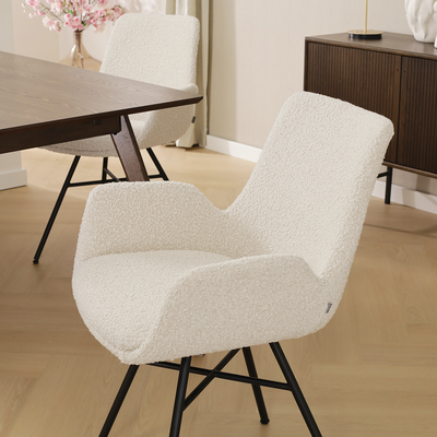 Stoffen eetkamerstoel Noa-Eef - zwart onderstel