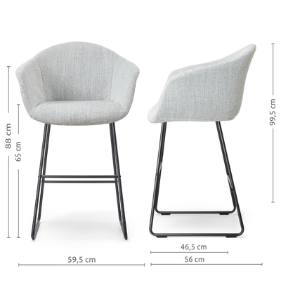 Barkruk Nino-Otis gestoffeerd met zwart onderstel (zithoogte 65 cm)