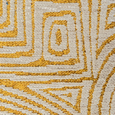 Geometrisch Geel vloerkleed Tabasco met cirkels en labyrinten in goudgeel