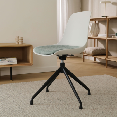 Draaibare eetkamerstoel Nola-Liv wit - zwart onderstel (incl. zitkussen)