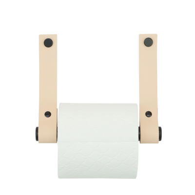 Leren toiletrolhouder (roldrager: zwart metaal)