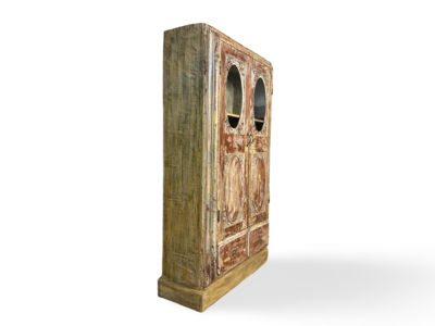 India glaskast 2 deurs snijwerk uniek