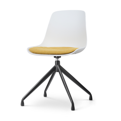 Draaibare eetkamerstoel Nola-Liv wit - zwart onderstel (incl. zitkussen)