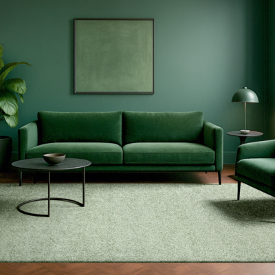 Modern Mist groen gestructureerd vloerkleed met stippenpatroon