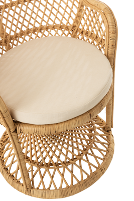 Fauteuil Pauw met kussen rotan Naturel 