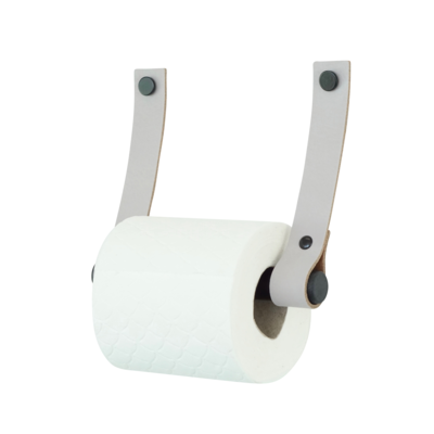 Leren toiletrolhouder (roldrager: zwart metaal)