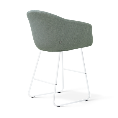 Barkruk Nino-Otis gestoffeerd wit onderstel met armleuningen (zithoogte 65 cm)