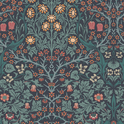 vliesbehang william morris at home blackthorn navy
