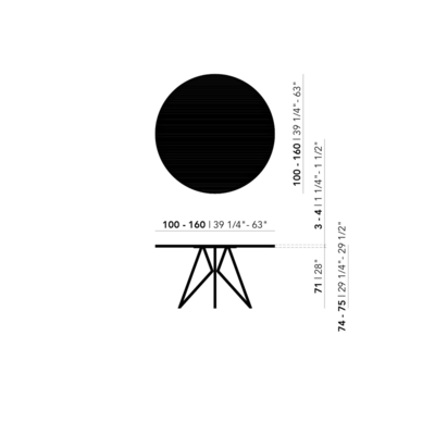 Studio HENK tafel Butterfly Rond Tripod - zwart frame, gerookte beits