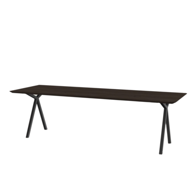 Studio HENK tafel Slim X-type Rechthoekig - zwart frame, gerookte beits