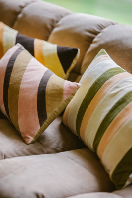 Striped velvet cushion Fields
