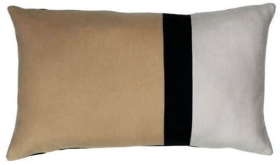 Kussen Colour blocking camel zwart zand