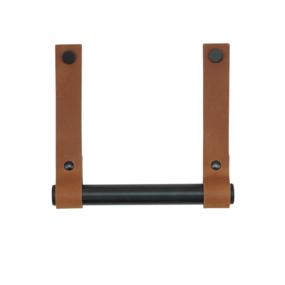 Leren toiletrolhouder (roldrager: zwart metaal)