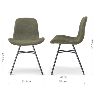 Eetkamerstoel Noa-Fé gestoffeerd - zwart onderstel