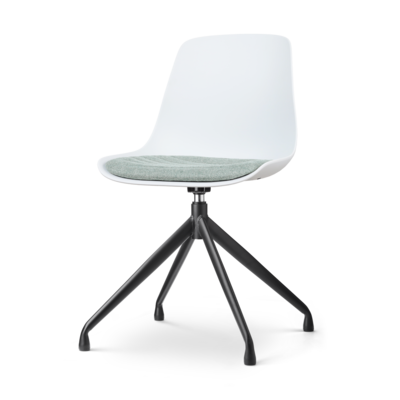 Draaibare eetkamerstoel Nola-Liv wit - zwart onderstel (incl. zitkussen)