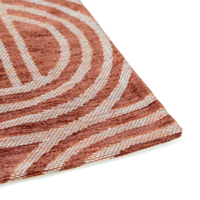 Vloerkleed Disco rood met geometrische lijnen en cirkels